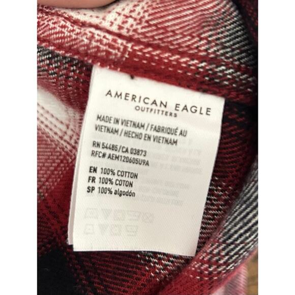 AMERICAN EAGLE Men’s Button Down Hooded Plaid Flannel Shirt / Size: Small - Picture 3 of 7